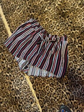 Ambiance Black Athletic Shorts with Red and White Stripe Accents
